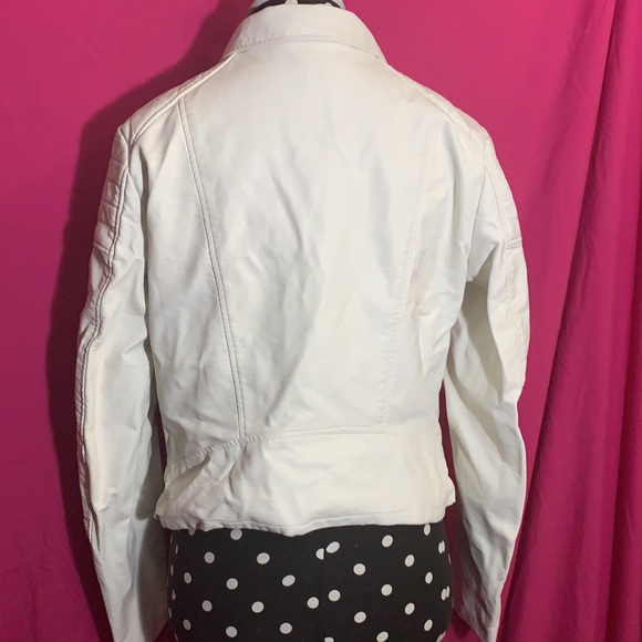 NWOT Moto Jacket Vegan Leather Large White - Picture 3 of 4
